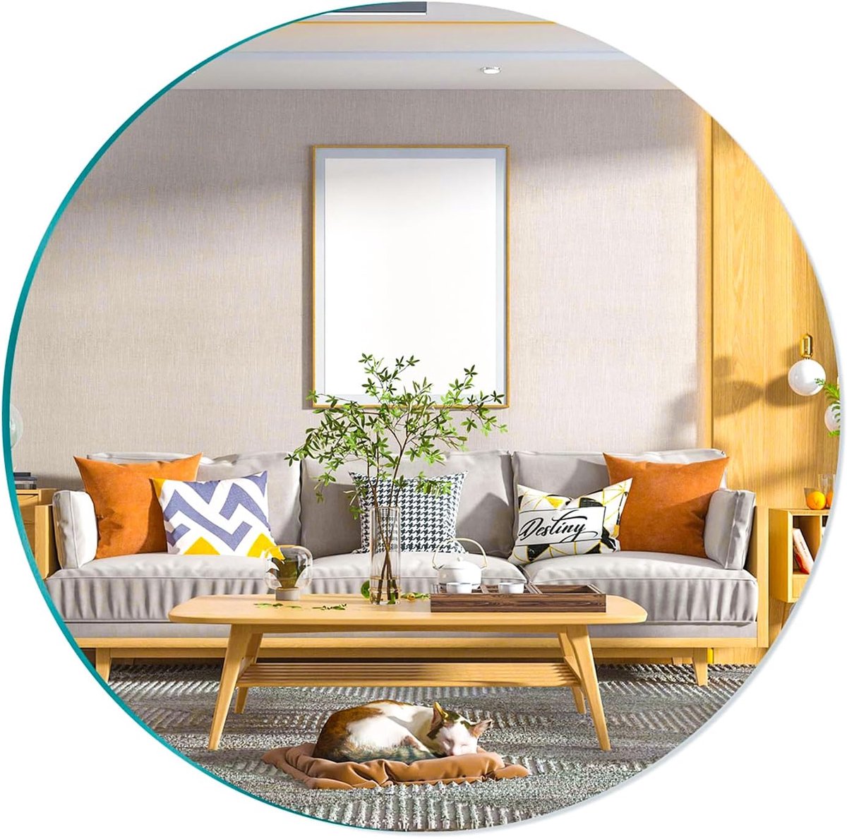 SnelShoppen - Ronde Zelfklevende Glazen Spiegel 30 cm - Frameloos HD Tafelcirkel voor Woondecoratie - Ideaal voor woonkamer, slaapkamer, badkamer en m