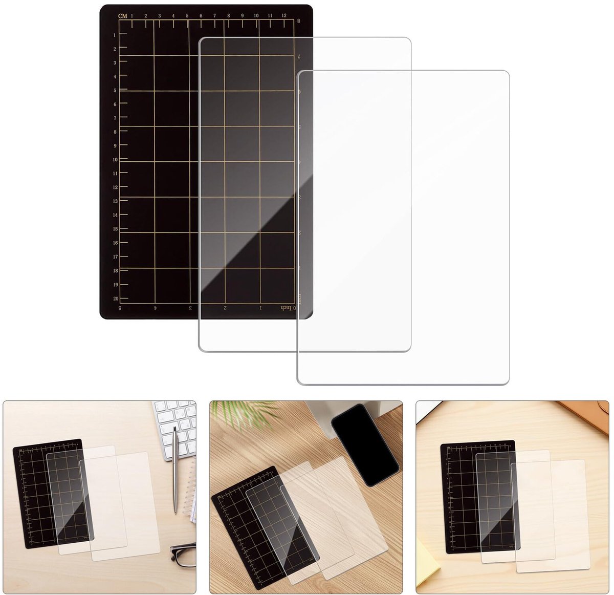 SnelShoppen - 3 Stuks Magnetische Stansen Platen 15,2 x 22,5 cm voor Kaarten - Zachte Magnetische Acryl voor Nauwkeurige Sneden - Geschikt voor Knutse