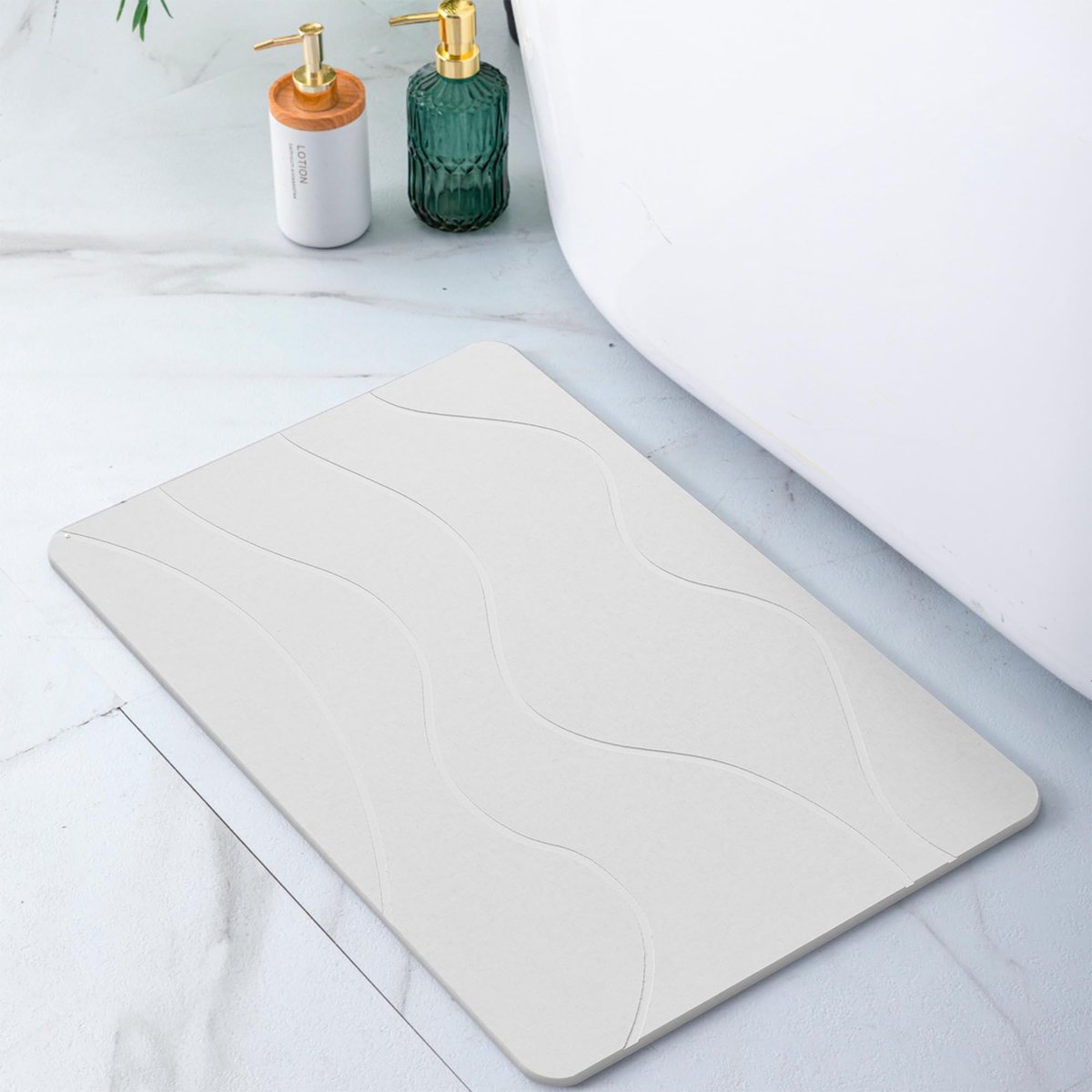 SnelShoppen - Diatomiet Steen Badmat Anti-slip (60 x 39 cm) | Sneldrogende Douchemat Super Absorberend | Schimmelwerend & Hygiënisch Badkamer Vloerkle
