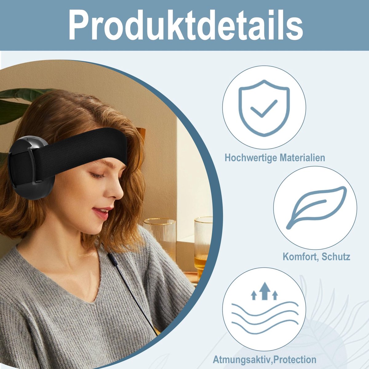 SnelShoppen - Gehoorbescherming Slapen, Ruisonderdrukking, Geluidsdichte Oorbeschermers, Verstelbare Elastische Hoofdtelefoon, Ideaal voor op Reis, Ve