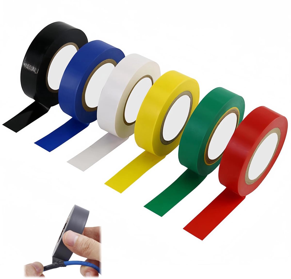 Dailygoods - Set van 6 Kleurige Isolatietape, 16mm x 15m, Waterdicht en Flexibel