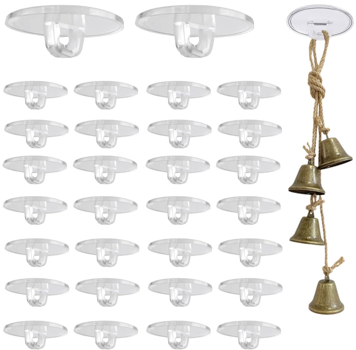 Dailygoods - 30 Stuks Zelfklevende Plafondhaken - Transparante Wandhaken Zonder Boren