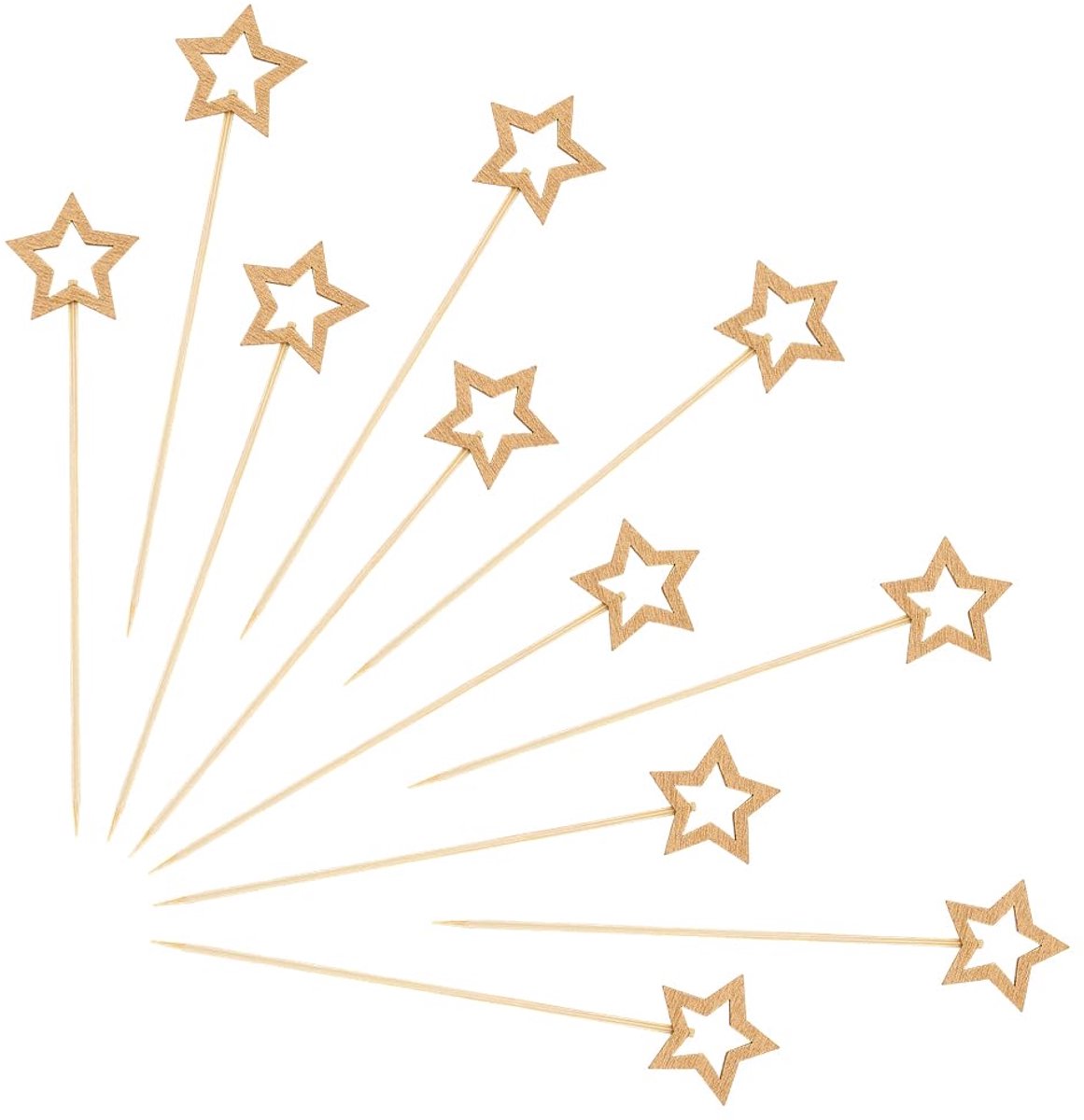 Dailygoods - Gouden Ster Cocktail Picks - 100 Stuks Bamboe Tandenstokers voor Decoratie