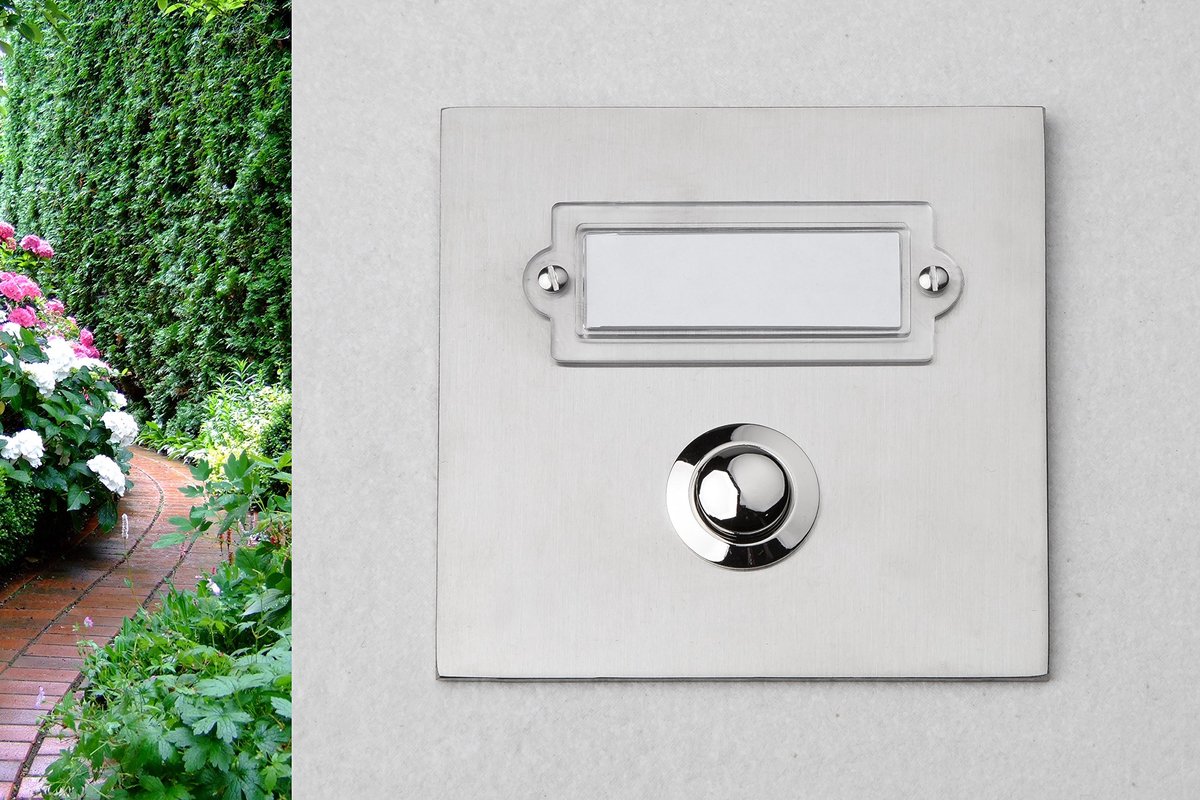 Dailygoods - Belplaat 1-voudig Inbouw van Roestvrij Staal - Met Naamplaatje