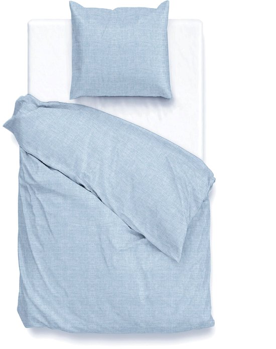 Zohome Dekbedovertrek Lino - Deken - Dekbed - Blauw - 100% Katoen - Uni - 200x220 + 2 slopen 60/70 cm van Zohome — afbeelding 5
