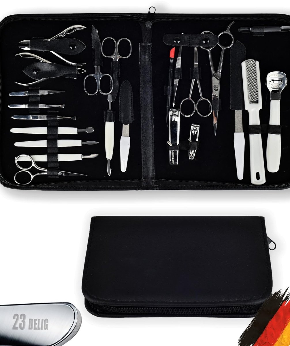 Dailygoods - 23-delige Manicure- en Pedicureset - Roestvrij Staal in Etui