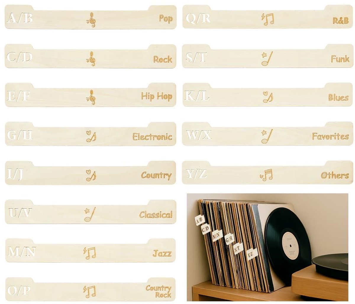 Dailygoods - 13-delige Houten DVD-CD Alphabetische Organizer voor Album Media