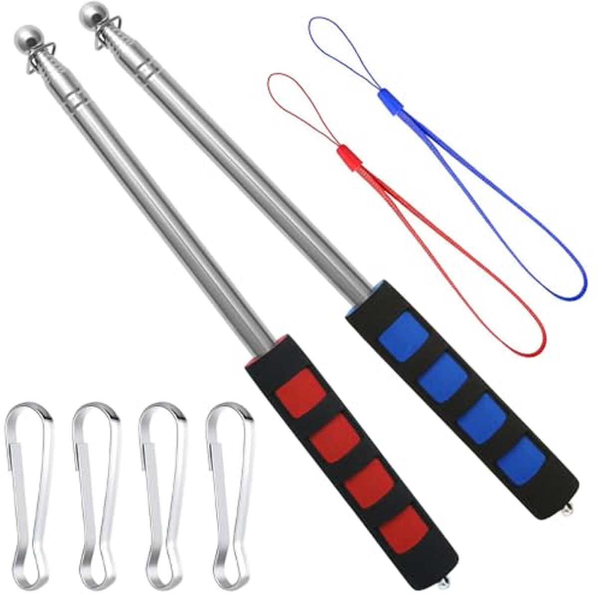 Telescopische Vlaggenmast - Uitschuifbare Stok - Reisgids Stok - Antislip Spons Handvat - 1.6 Meter - Meerkleurig