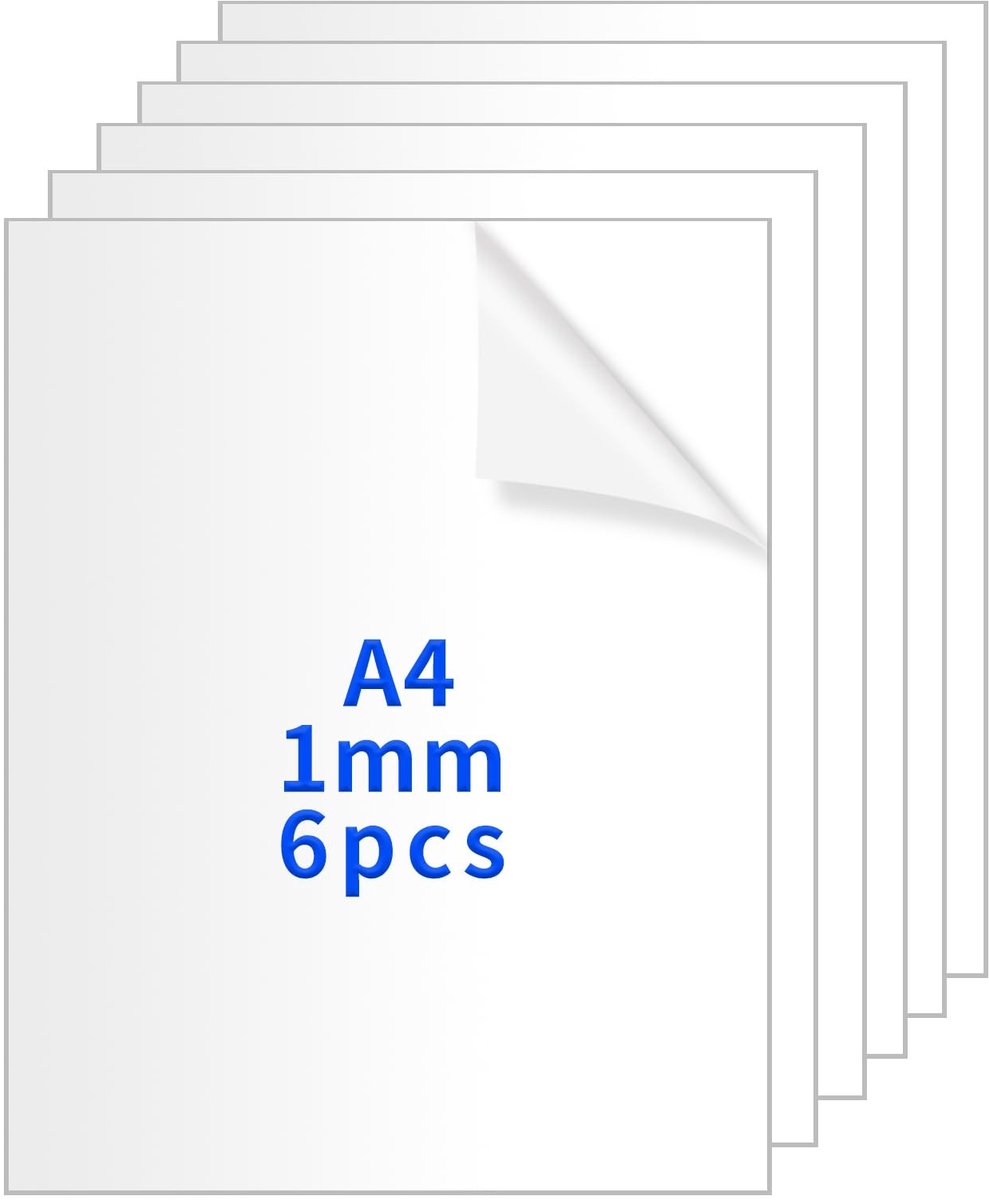Dailygoods- Acrylplaat 1mm - 6 Stuks - Kunststof Plaat - Transparante Acrylplaten - Glanzend Oppervlak - Ideaal voor Creatieve Projecten - Kunststofplaat