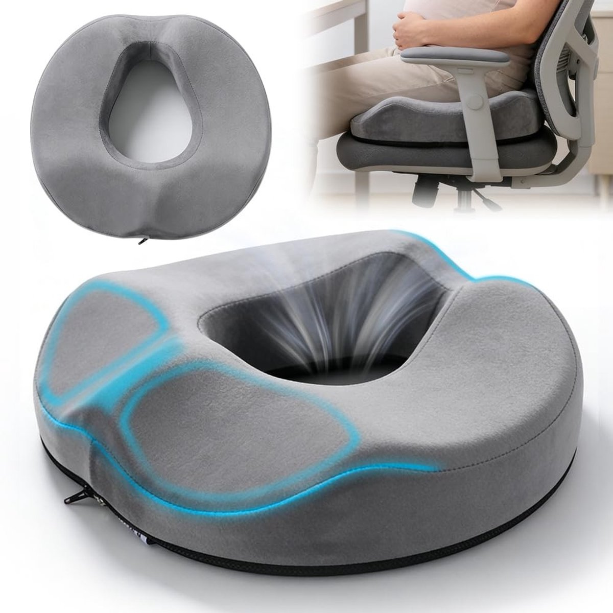 Dailygoods - Orthopedisch Zitkussen Voor Kantoorstoelen - Geheugenfoam Voor Comfort