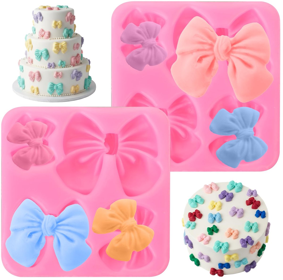 Dailygoods - 2 Stuks Strikken Fondantvormen - Roze Siliconen Chocoladevorm voor Desserts