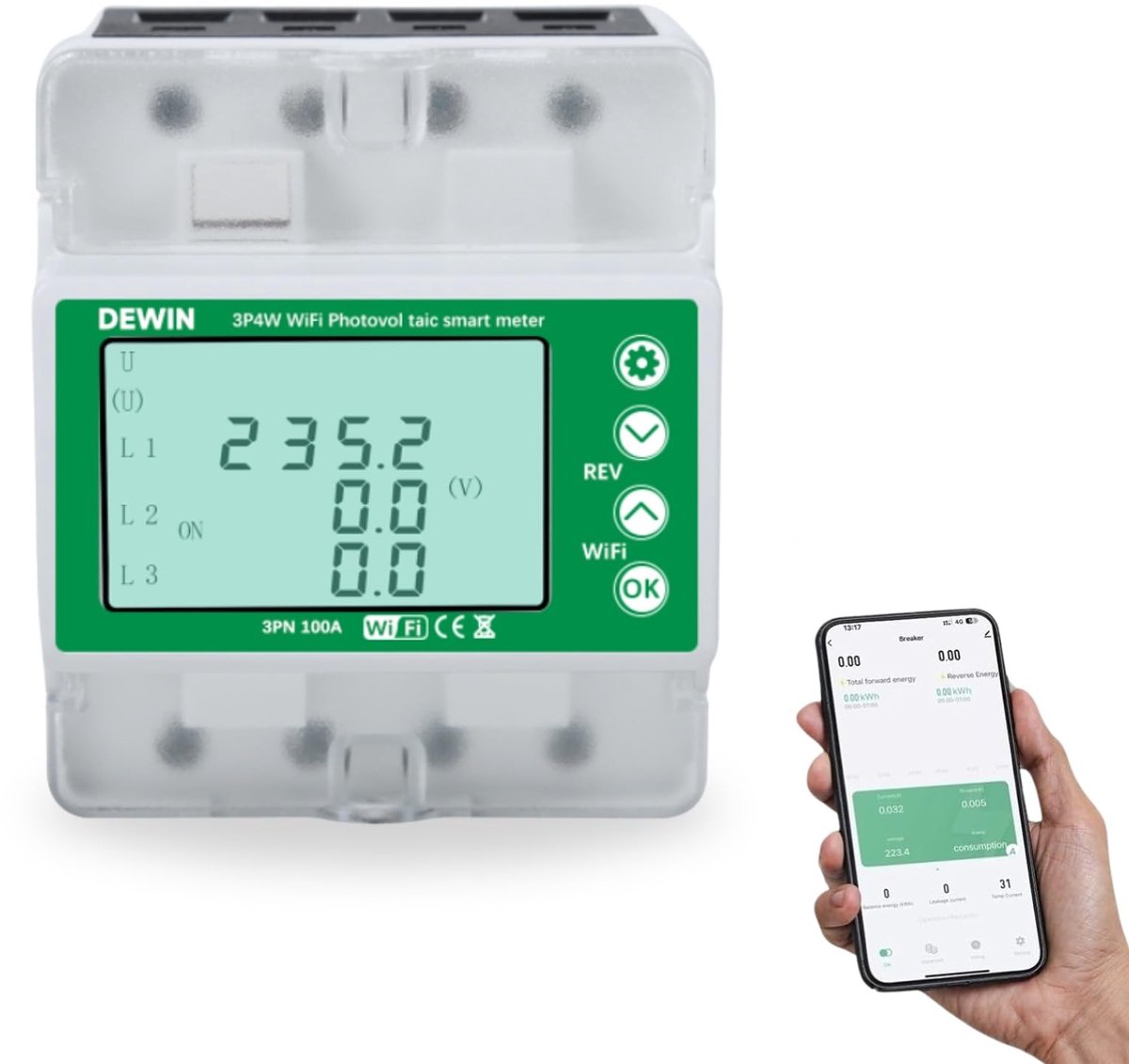 Dailygoods - Tuya Smart Flow Meter - 3-Fase WiFi Meter voor Energieverbruik en Bescherming