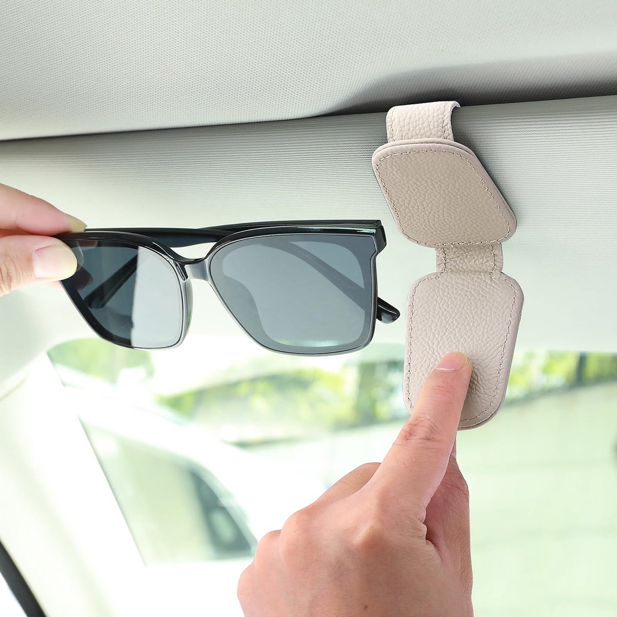 Dailygoods - Magnetische Brillenhouder voor Auto - Lederen Accessoire