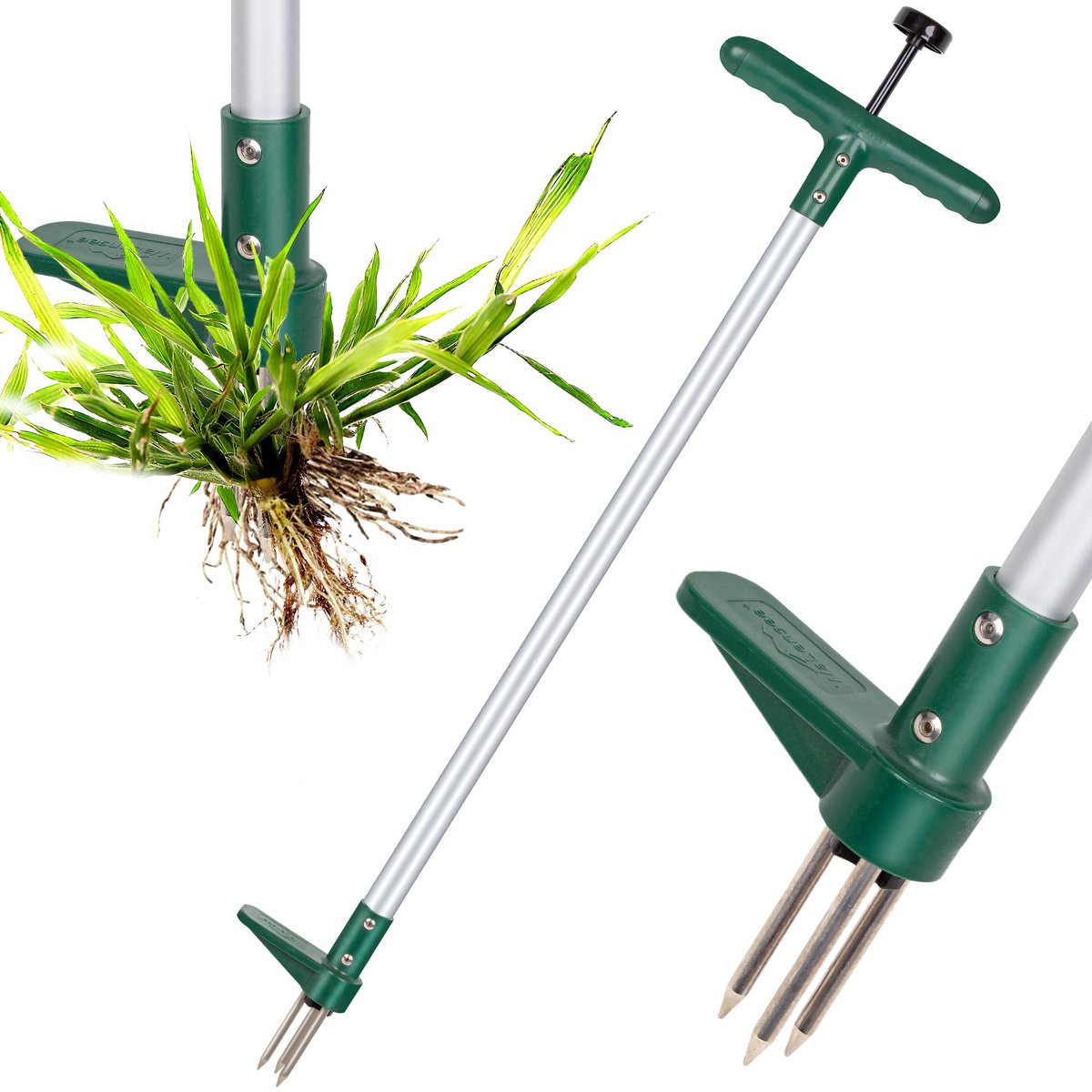 Dailygoods - Onkruidtrekker - Handgereedschap - Lange steel - Tuin wieden tool - 3 klauwen - Effectieve onkruidverwijderaar - Geschikt voor paardenblo...