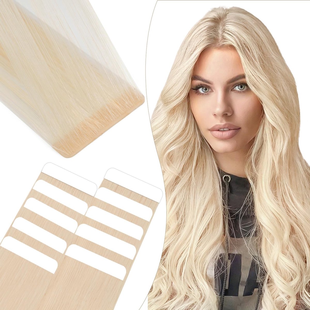 Dailygoods - Elailite Tape-in Haarextensions #613 Blond, 10 Stuks, 35cm