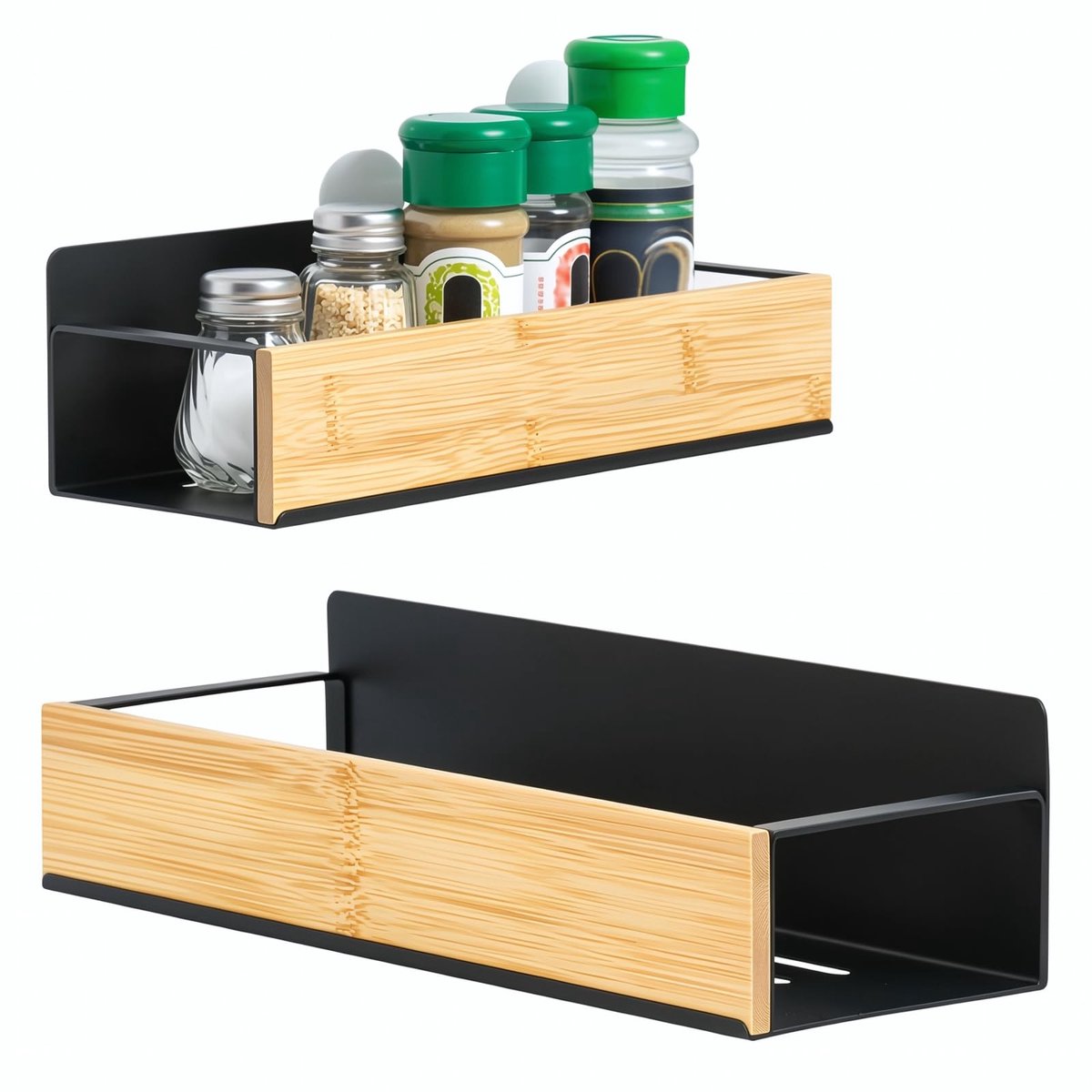 Dailygoods - 2 Stuks Magnetisch Kruidenrek - Ruimtebesparende Keukenorganisatie met Hout en Staal