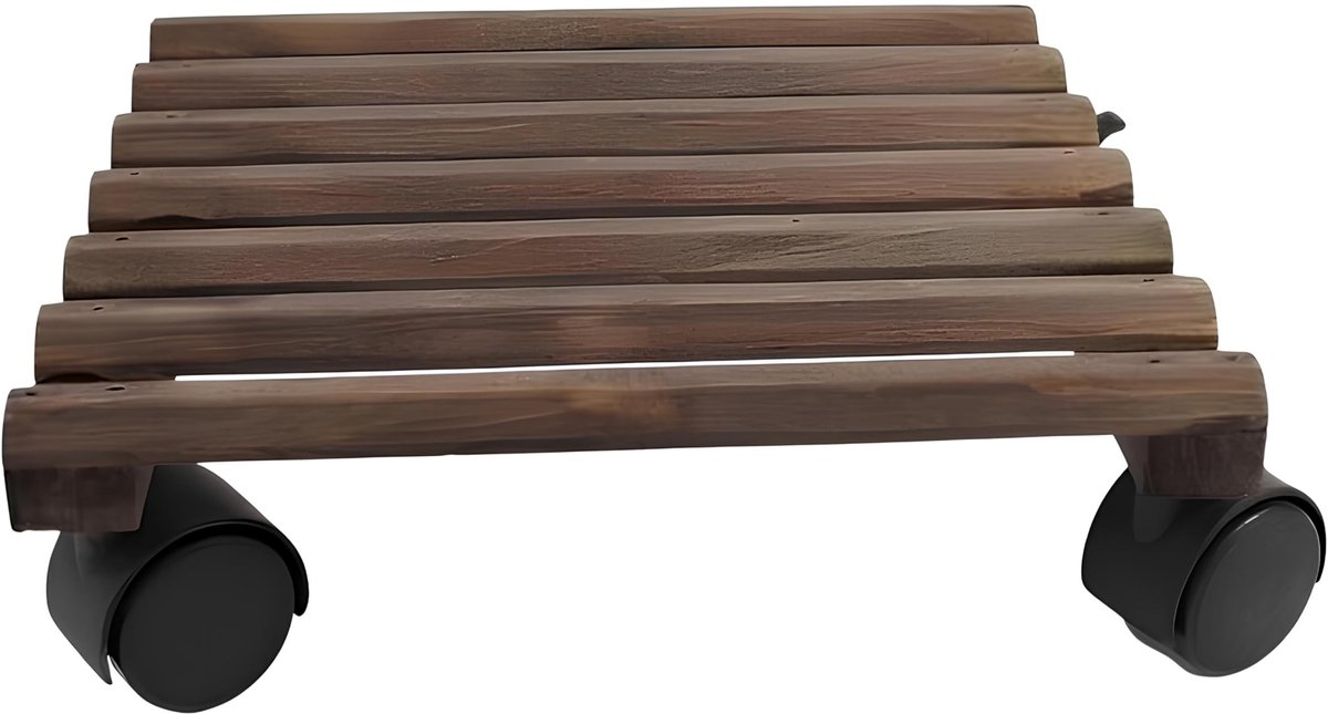 Dailygoods - Houten Onderzetter met Wielen voor Bloempotten - Vintage Stijl Plantenbak