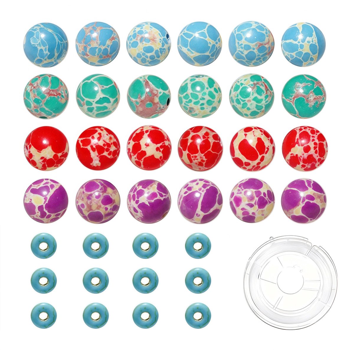 Dailygoods- Steenkraal Set 200 Stuks - 8 mm Natuurlijke Steenkralen - Synthetische Turkoois Spacerkralen - Creatieve Projecten - Sieraden Maken - Edelsteenwonderen - Kralenset