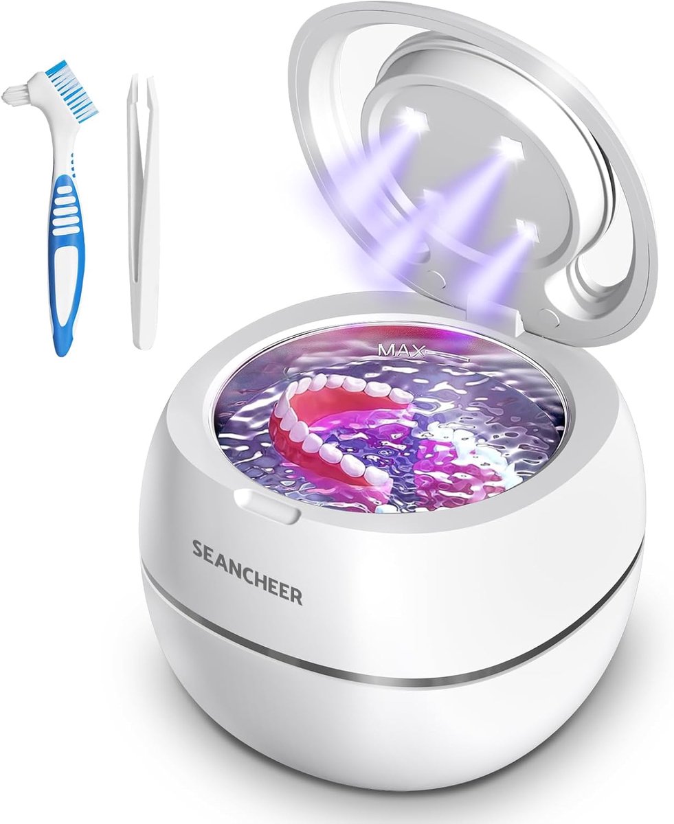 Ultrasoon Reiniger 180 ml – 48 kHz – IPX7 Waterdicht – 4000 mAh – USB-C – UV Lamp – Voor Retainers en Sieraden