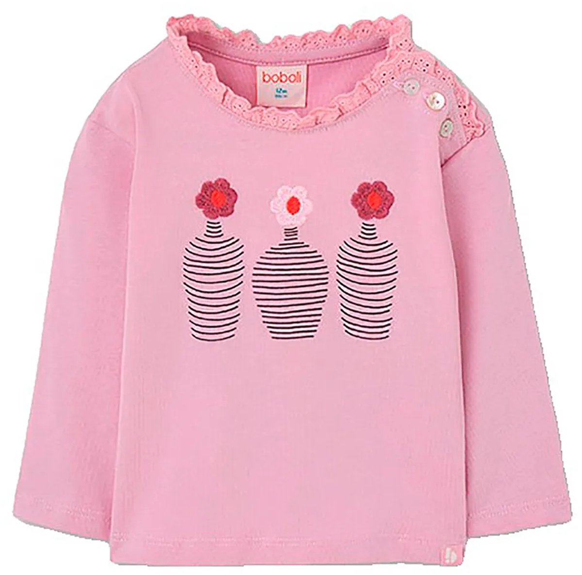 Boboli 344102 T-shirt Met Lange Mouwen Roze 7 Years Meisje