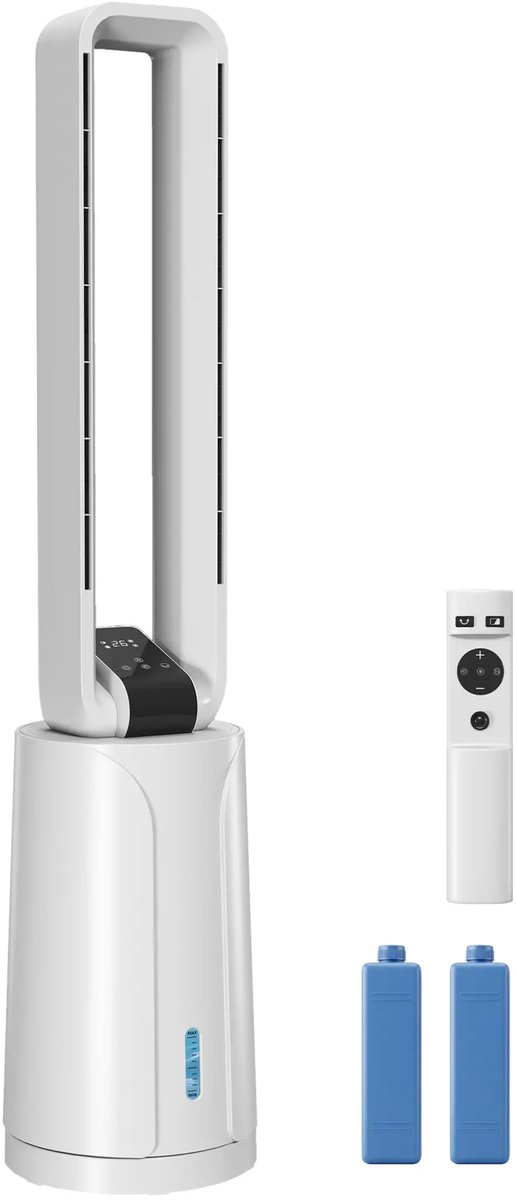 NordHaus Verdampingsluchtkoeler - Torenventilator - Luchtbevochtiger - 3-in-1 koeling - 109,5 cm hoog voor 30 m², wit