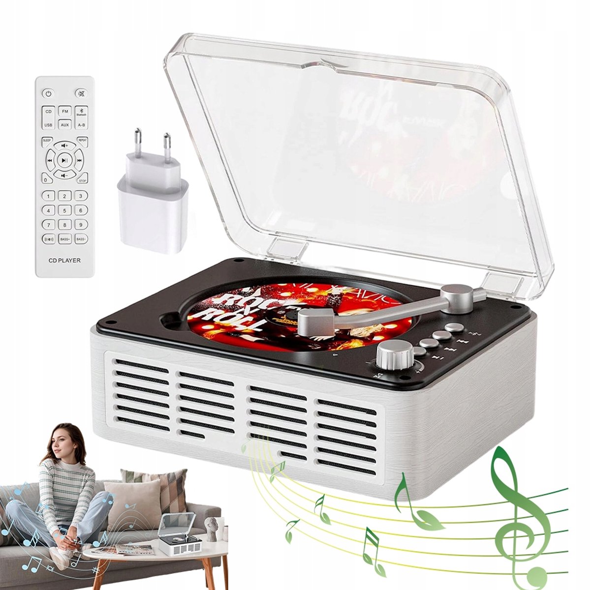 Desktop CD Speler - Multifunctioneel CD Speler - Retro Bluetooth Luidspreker - FM Radio - Ondersteunt MP3/WMA-formaten - Bluetooth 2-way - Dubbele Stereoluidsprekers - 20x15x7 cm - Voor Thuis en Kantoor