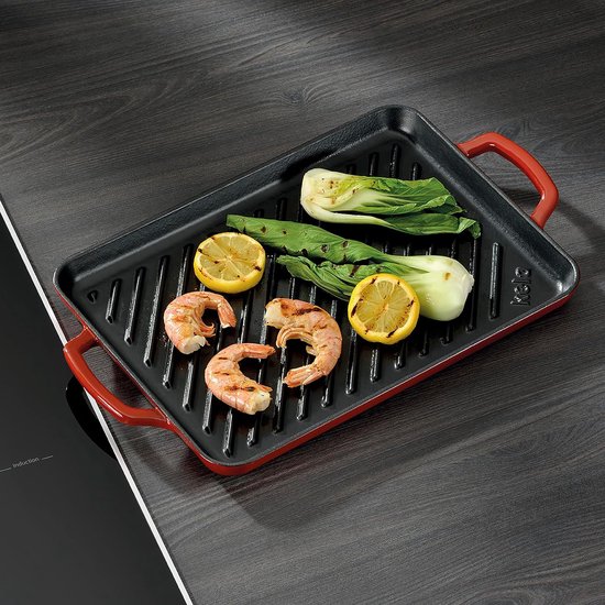 Gietijzeren Grillplaat - Bakplaat Inductie - Koken in Keuken - Hoge Warmteopslag - 35 x 25 cm - Rood — afbeelding 3