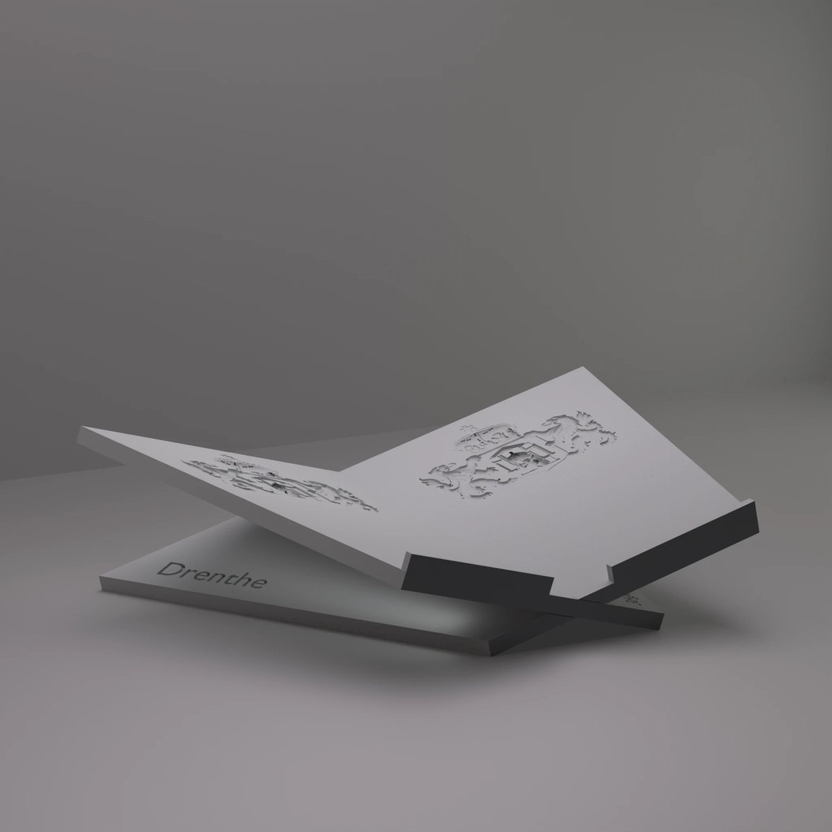 3d-gezellig Grote Boekenstandaard Drenthe - Boekensteun - Boekenhouder - Book Holder - 46*31*12 cm - Grijs - 100% gerecycled PLA (bioplastic)