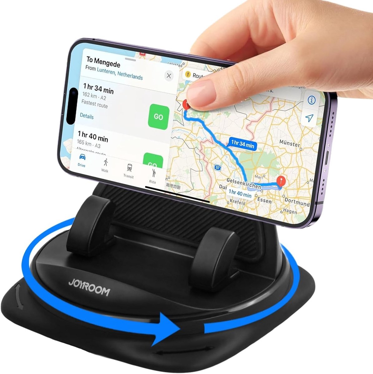 Mobiele Telefoonhouder voor Auto - Zwart - 11,9 - 17,8 cm - Antislip en 360 Graden Draaibaar - Voor Smartphone