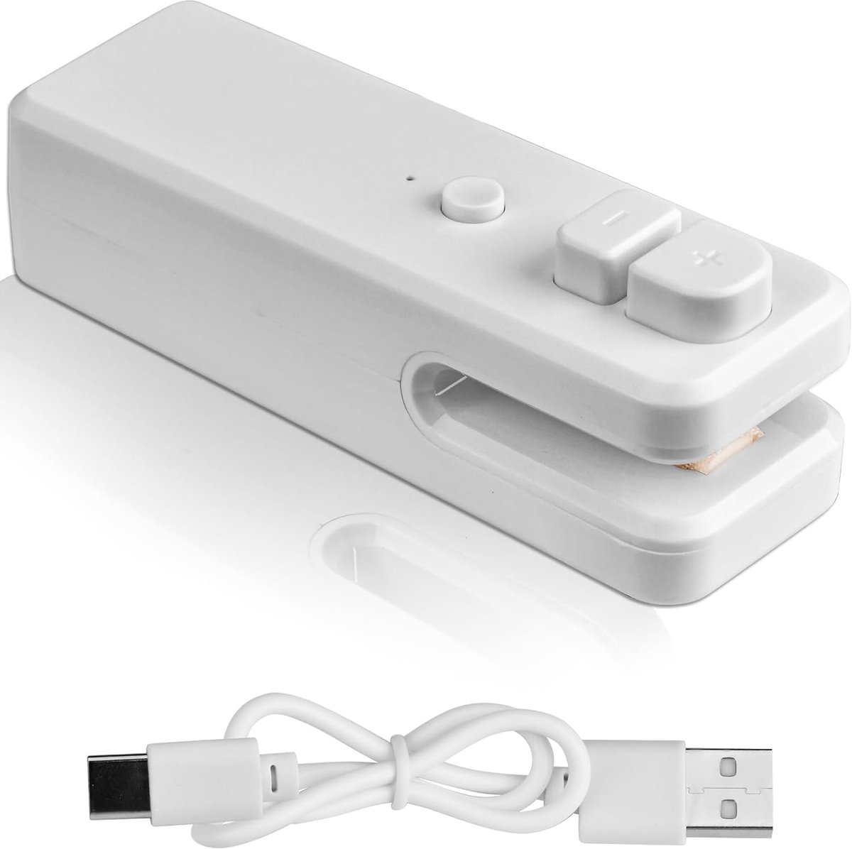 Mini USB oplaadbare sealmachine - 11*3*3,5 cm - Draagbare machine voor het sealen van voedselzakken met open- en sluitfunctie - Vacuümsealmachine - Snacksealer - USB oplaadbaar - Met magnetische voet - Sealen - Vochtbestendig - Wit