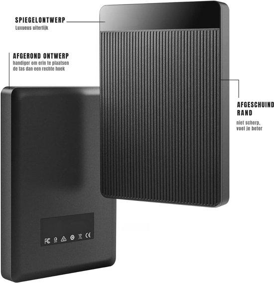 KIRA® Harde Schijf - SSD Extern - Externe Harde Schijf - Externe Harde Schijven - Zwart - ‎ 12cm x 8cm x 2cm van kira — afbeelding 4