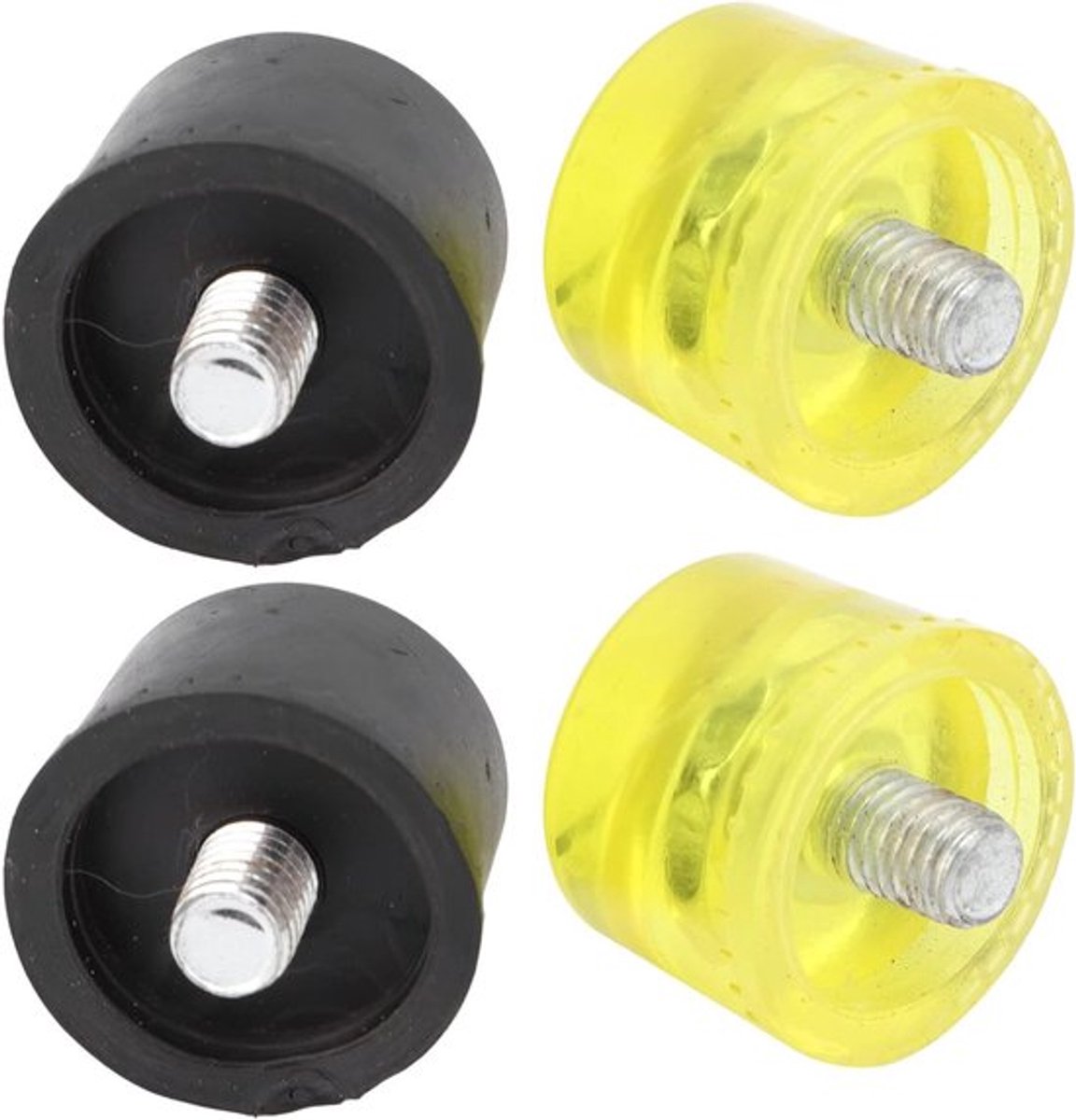 Set van 2 hamers met malletkop - vervanging rubberen kunststof slagkoppen - Geel Zwart - Ø35 mm