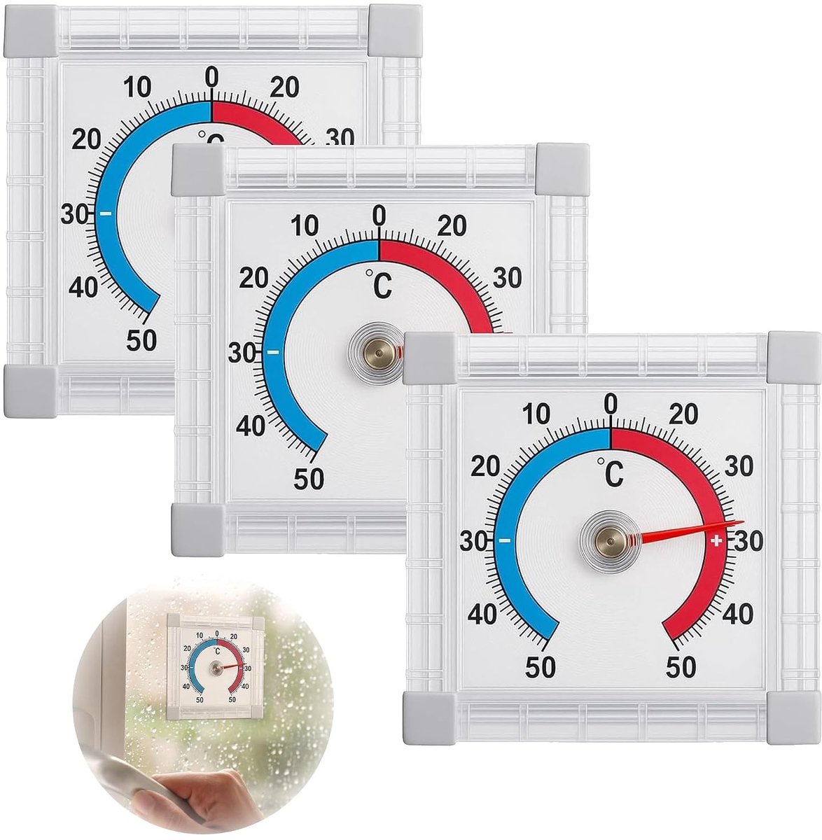Buitenthermometer - Wit - 7,5 x 7,5 cm - Weerbestendig - Voor Buitentoepassing