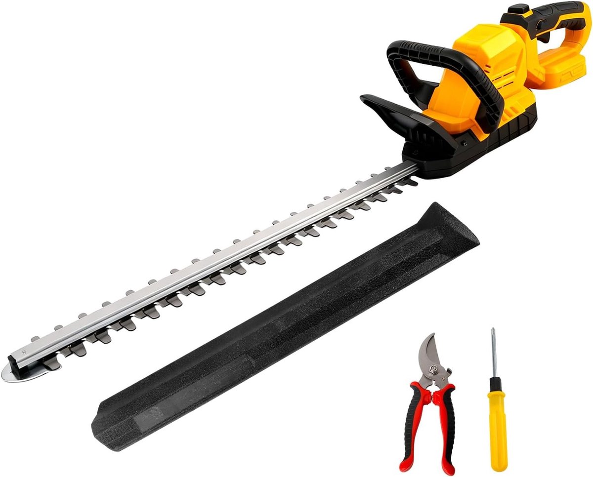 Heggenschaar - Geel - 52 cm - Borstelloze Motor met Draaibare Kop - Voor Tuinliefhebbers