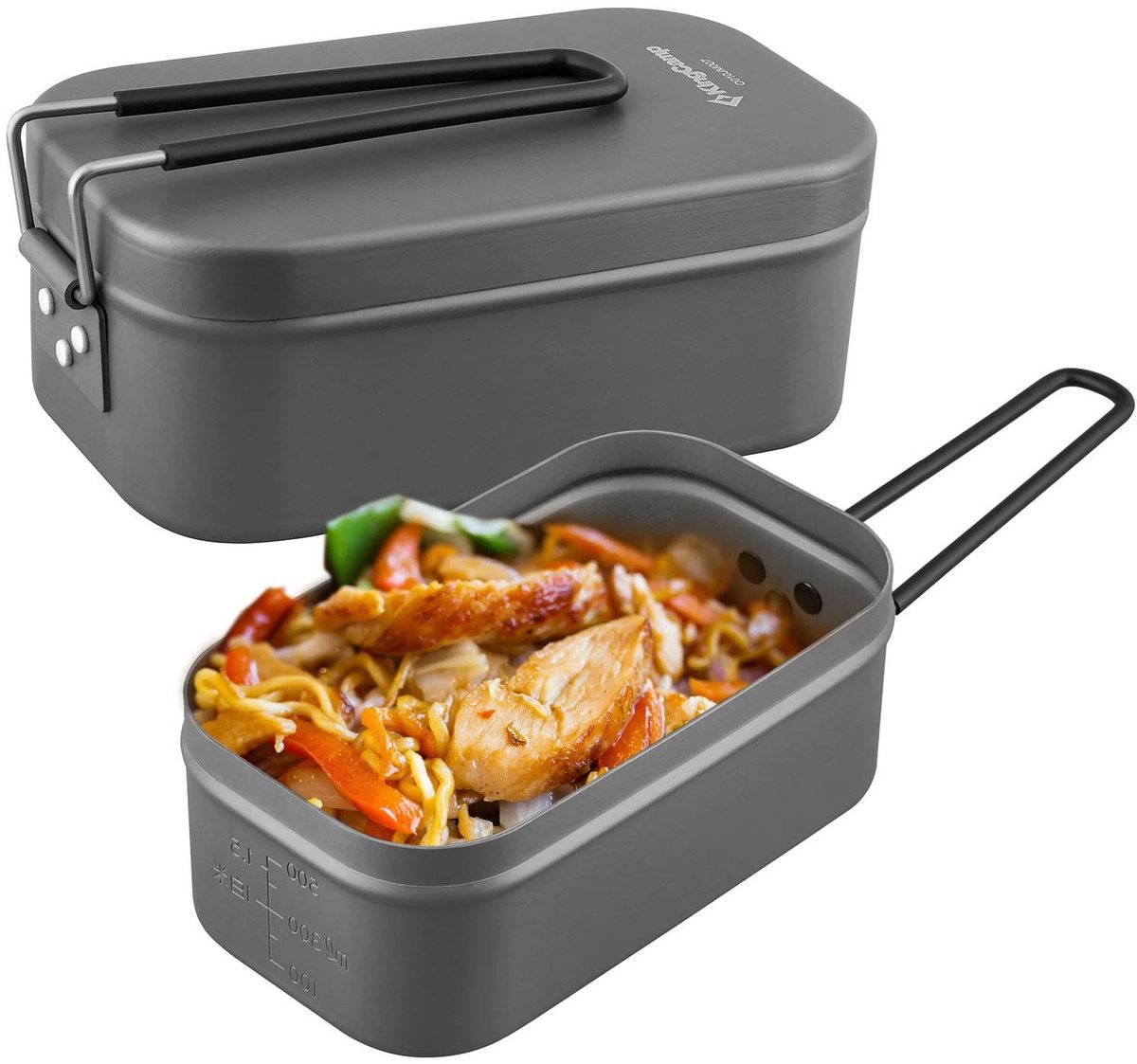 Camping-kookset Mess Tin Set - Outdoor-kooktoestel met opvouwbare aluminium pan 500 ml
