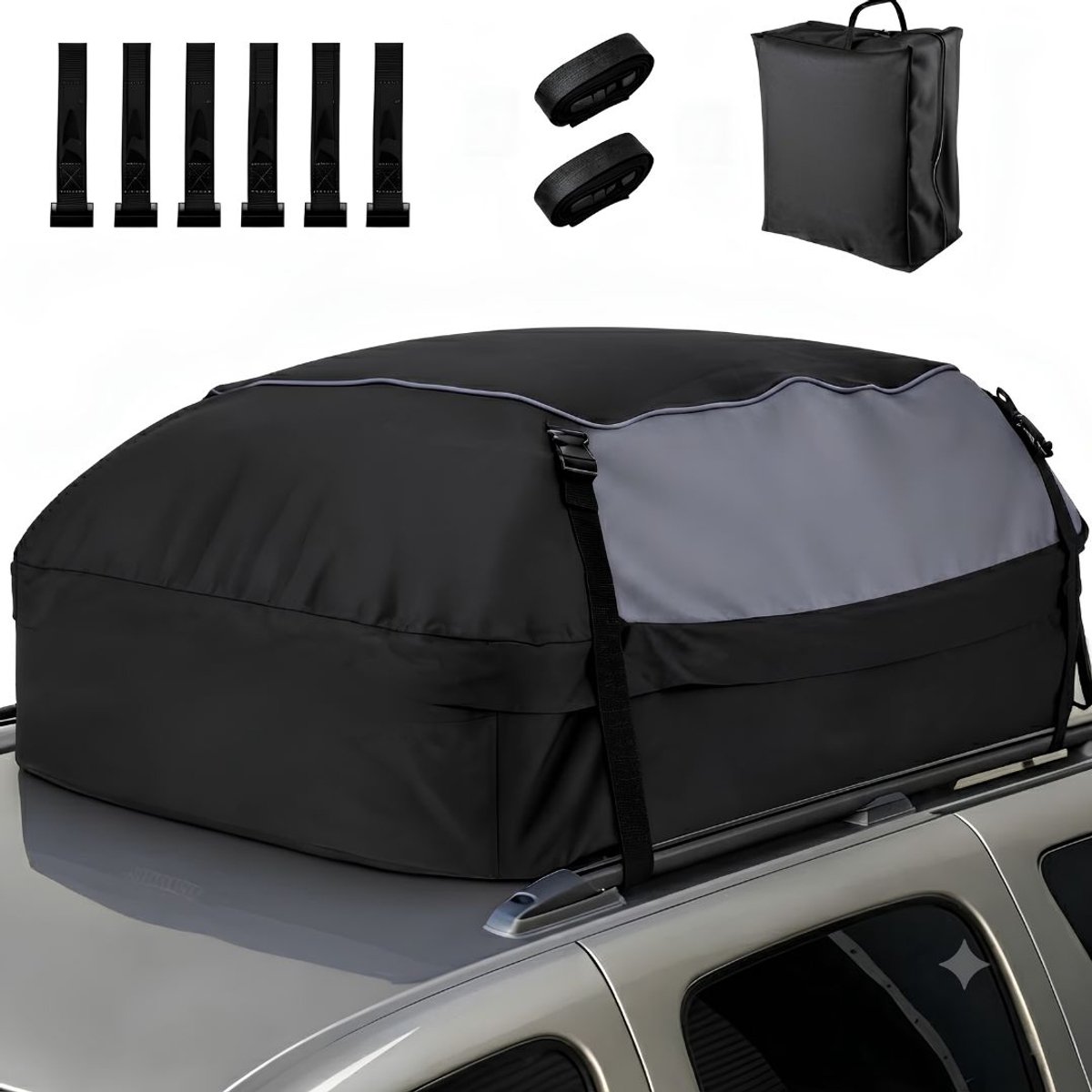 LNMsolutions® Dakkoffer - Dakkoffer met Dakdragers - Auto Dakkoffer - Zwart - 130cm x 100cm x 43cm