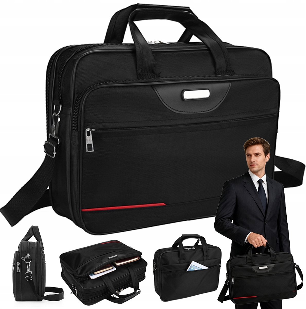 Aktetas met Schouderband - Laptoptas 15,6 Inch - Schoudertas & Crossbodytas & Handtas - Werktas - Documententas - Oxford - Waterdicht - Uitbreidbaar - Voor Forenzen Werk en School