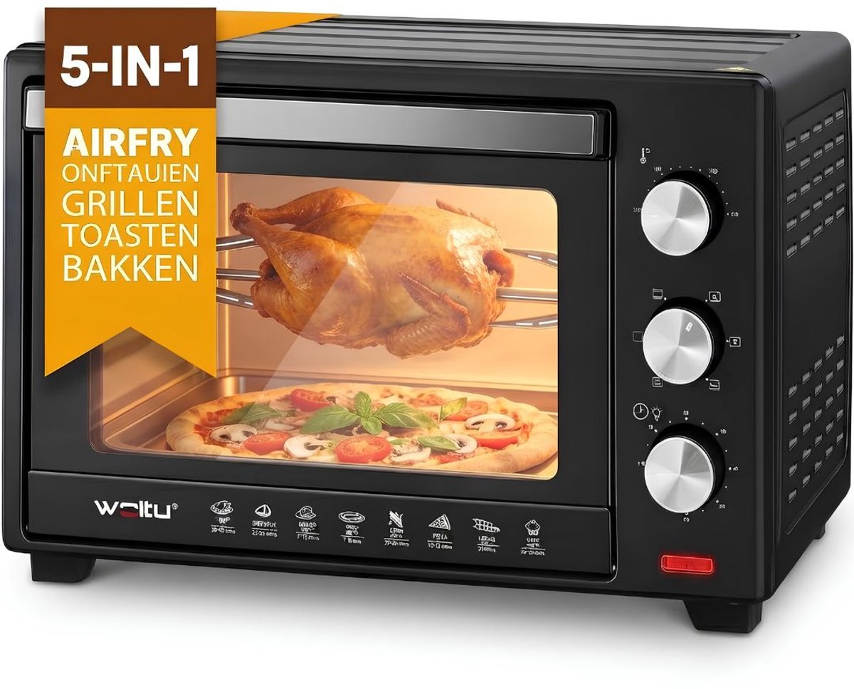 JCP® Mini Oven - Mini Oven Vrijstaand - Kleine Oventje - Zwart - 31cm x 51cm x 33cm