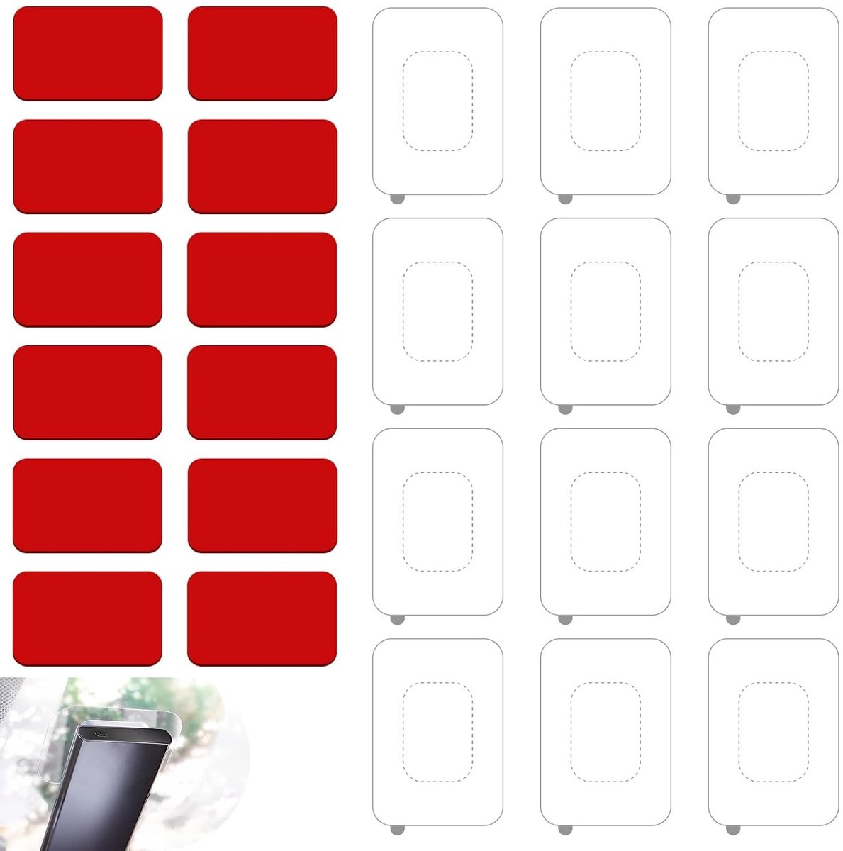 Dash Cam Zelfklevende Pads en Folies - Doorzichtig - 5 x 3 cm en 8 x 8 cm - Extra Sterke Bevestigingsset voor Dashcams