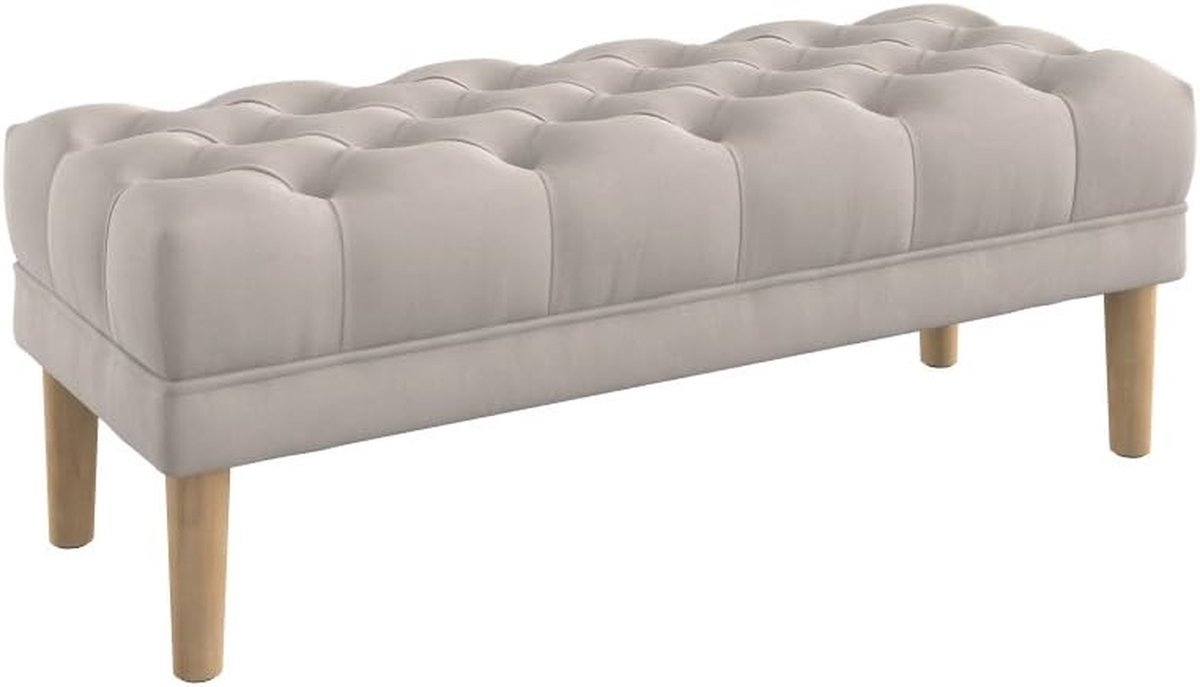 Zitbank Gestoffeerd - Voetenbank Slaapkamer - Zitten en Ontspannen - Diep Geknoopt Blad - 120 cm Breed - Grijs