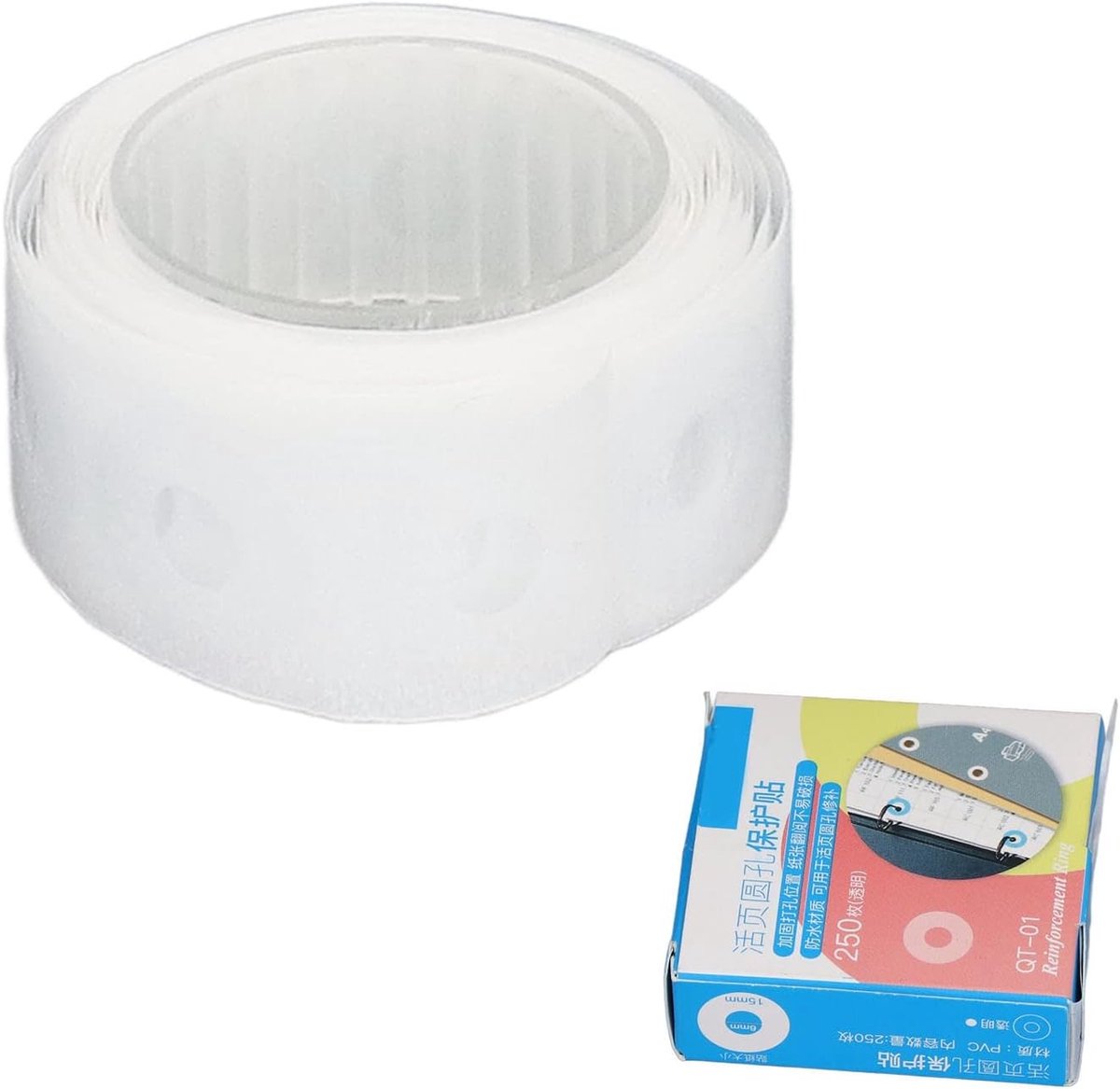 Waterdichte Perforatorversterkingsstickers, 250 Stuks voor Losse Bladeren, Perfect voor Afdichten van Enveloppen en Doe-het-zelf-projecten, Transparant en Duurzaam