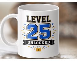 Mok Level 25 Unlocked | Verjaardagscadeau 25 Jaar | Gaming Mok Mannen Vrouwen | Grappige Cadeau Idee 25e Verjaardag | Game Liefhebber