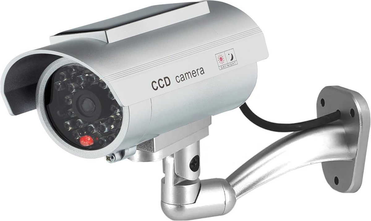 Dummy Beveiligingscamera - Zwart - Waterdicht - Op Zonne-energie met Knipperlicht - Voor Binnen en Buiten