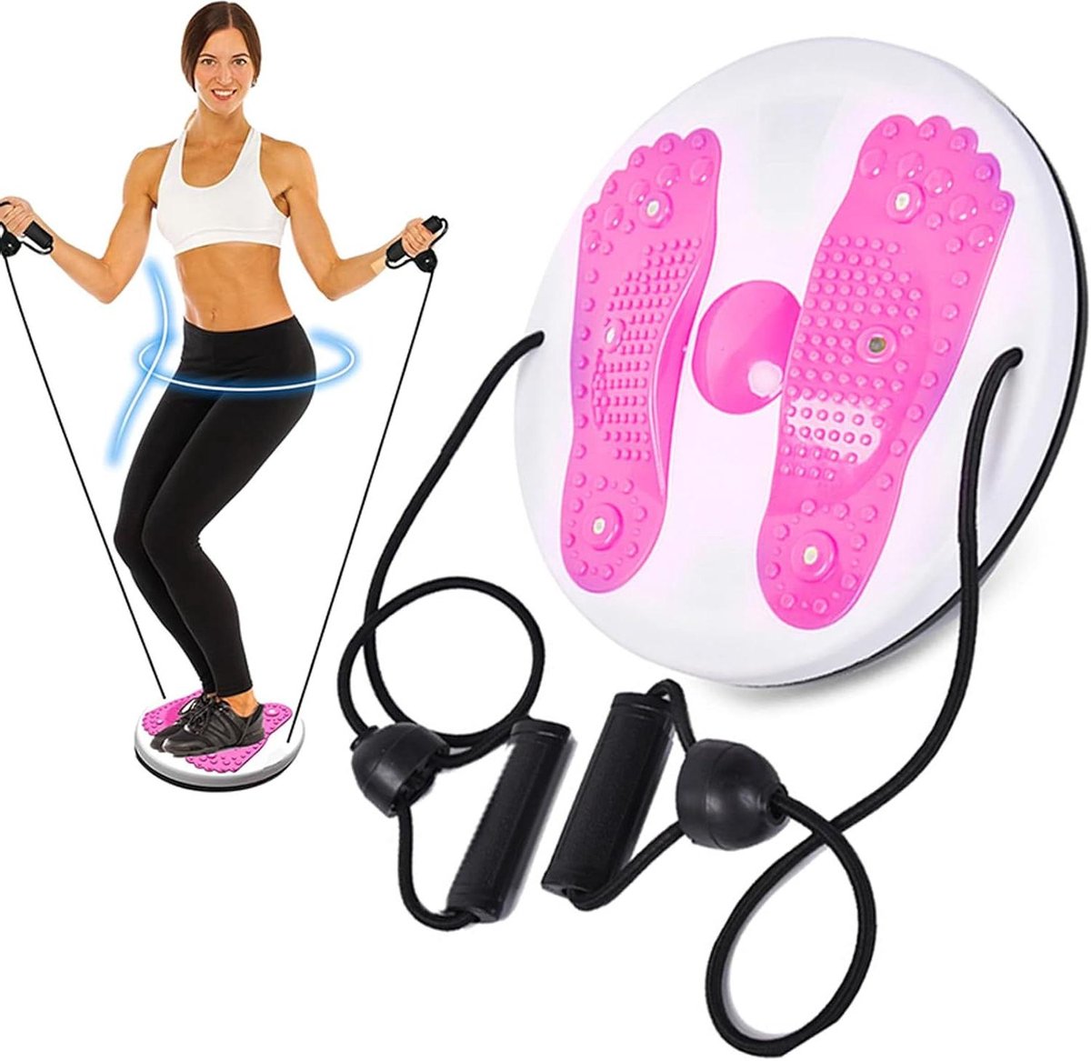 Taille Draai Schijf - Buik Draai Plank - Taille Trainen - Met Massage Noppen - 27.5 cm - Roze