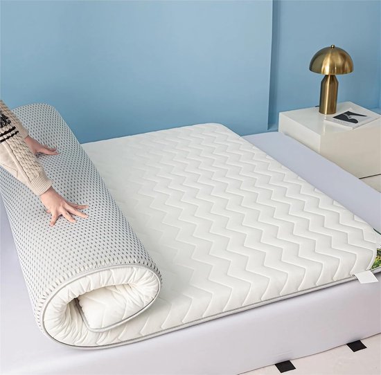 Japanse futonmatras - Vloermatras oprolbaar - Comfortabel slapen - Latex traagschuim vulling - 80 x 190 cm - Grijs — afbeelding 3