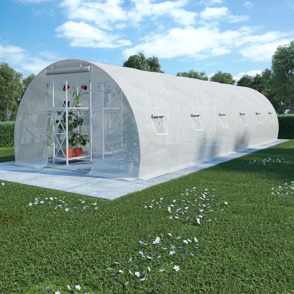 Witte Broeikas - Tuinkas Plantenkas - Planten Beschermen - Extra Zwaar PE-Netweefsel - 900x300x200 cm - Wit