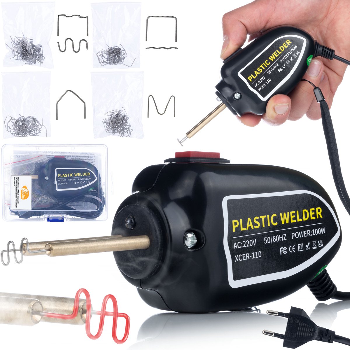 Rosfix Nietpistool RSC100W Set - Handige Schakelaar, 100 W - 230V, LED, 400 Nietjes