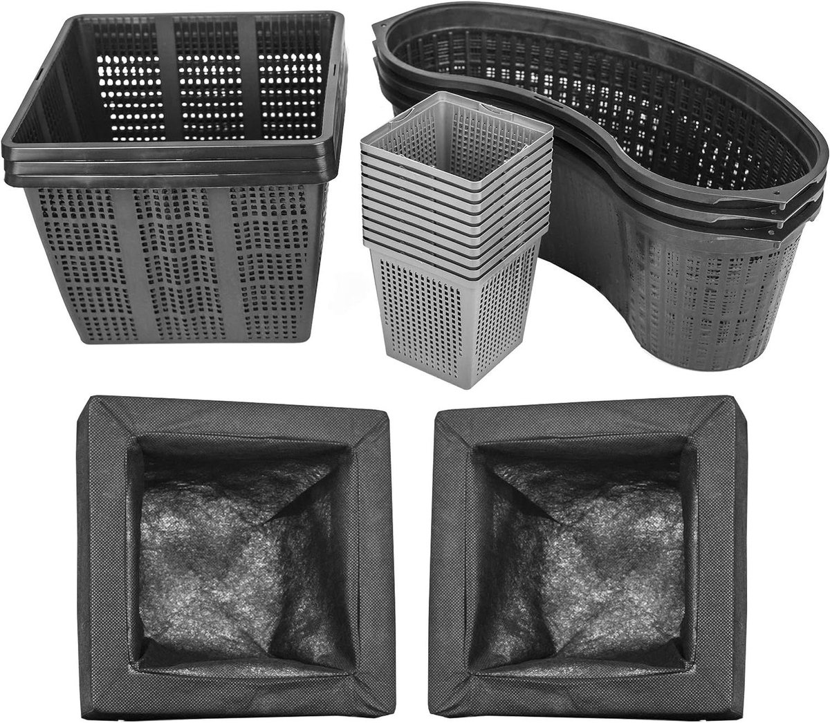Plantenmand Set - Waterplant Manden - Vijver Beheer - Voorkomt Verspreiding - Set van 6 - Zwart