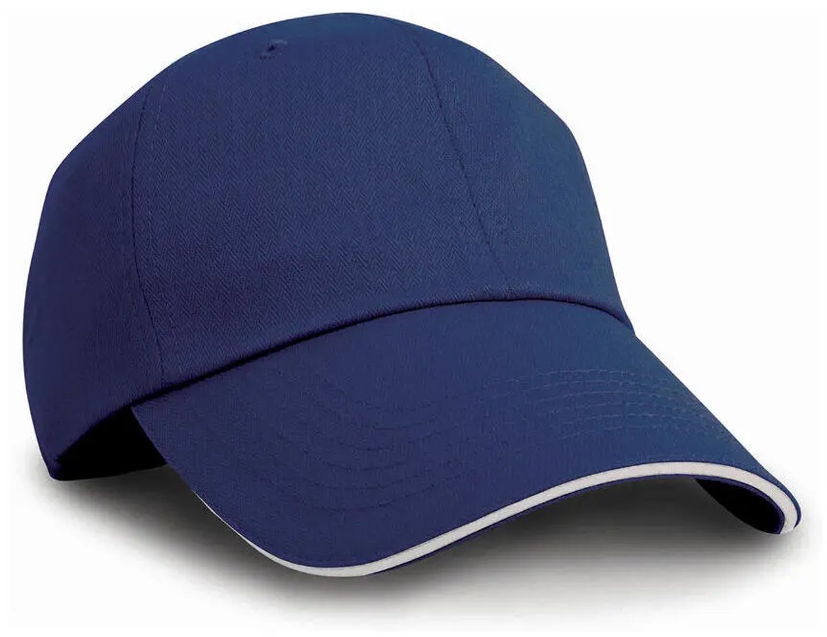 Result Herringbone Cap With Sandwich Peak RH38 - Navy/White - One size