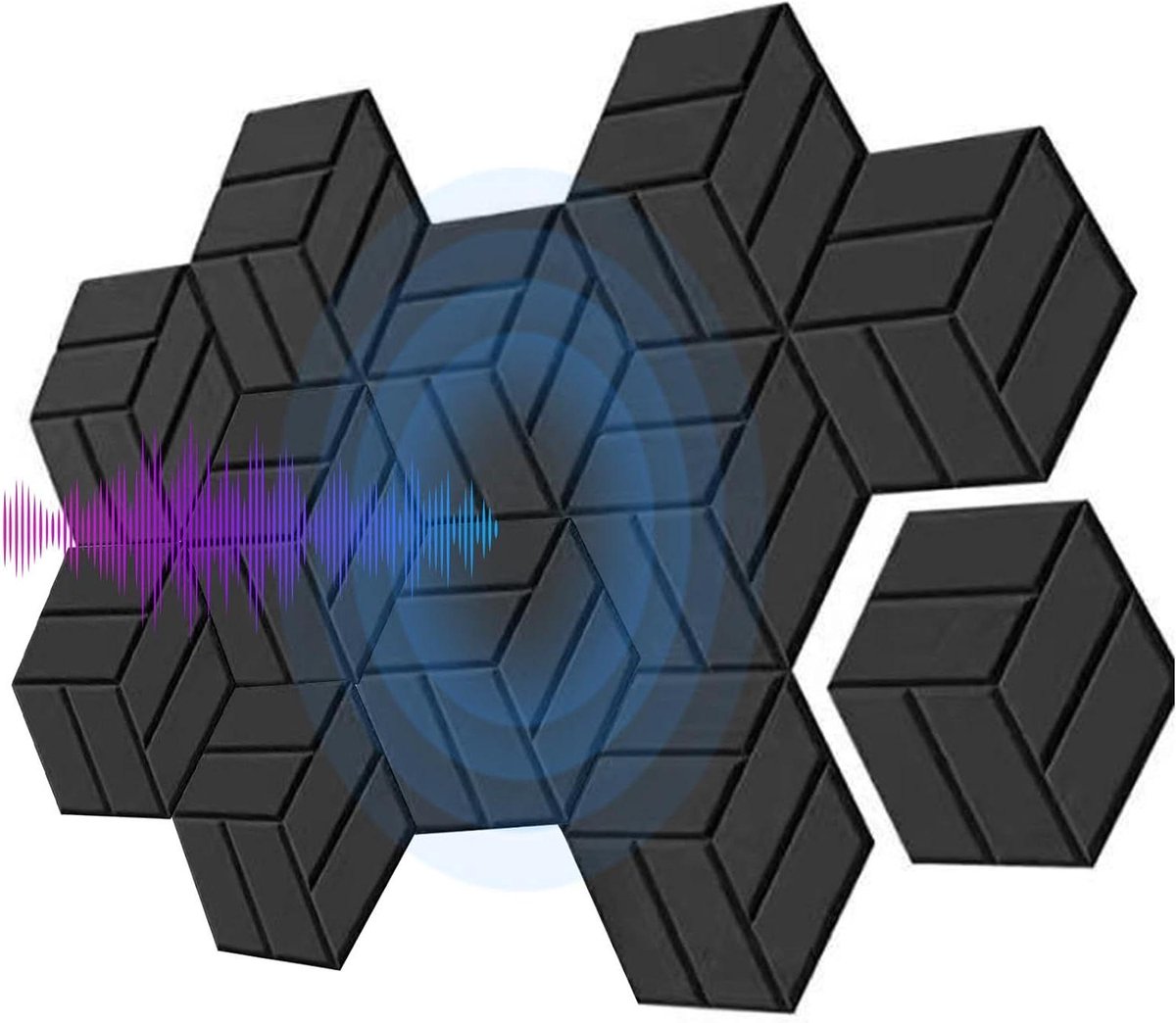 Geluidsdempende Panelen - Akoestische Panelen - Ruimte Verbeteren - Zelfklevend Systeem - 30 x 25 cm - Enkel kenmerk